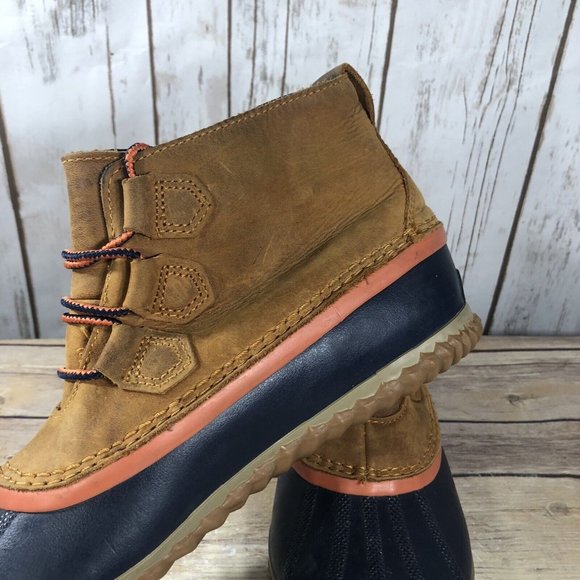Sorel Out N About Ankle Duck Rain Boots Womens Size 10 Leather LaceUp Waterproof - Picture 10 of 12